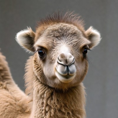 Cute baby camel close-up