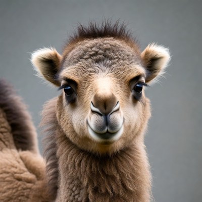 Cute baby camel close-up