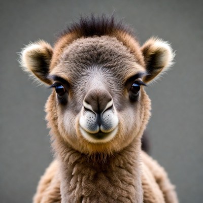 Cute baby camel close-up