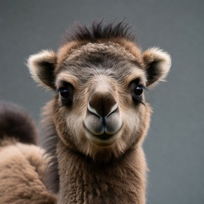 Cute baby camel closeup