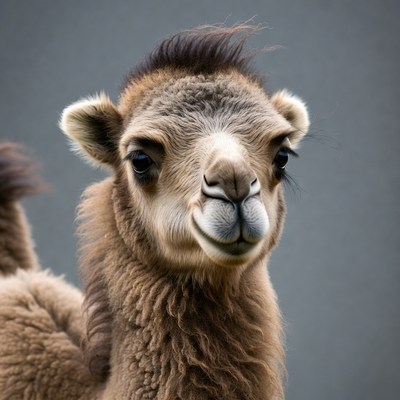 Cute baby camel closeup