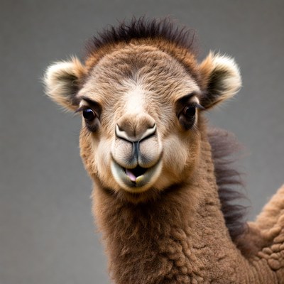 Cute baby camel closeup