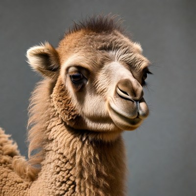 Baby camel close-up portrait