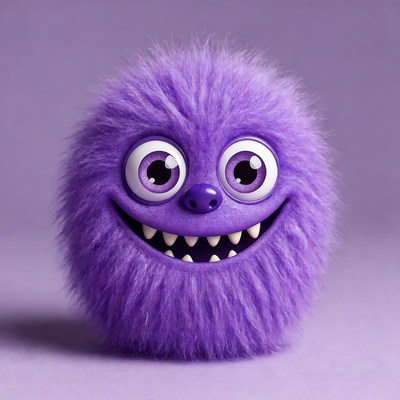 Purple furry monster smiling