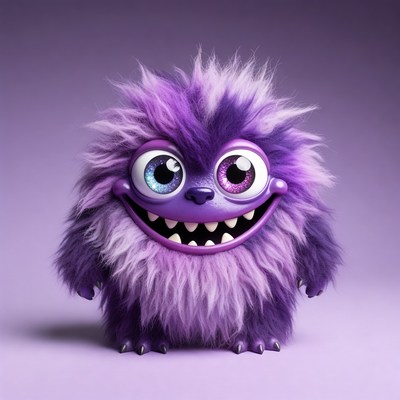 Purple Fluffy Monster Grinning
