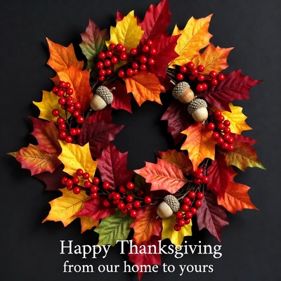Autumn Thanksgiving Wreath with Leaves
