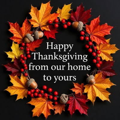 Happy Thanksgiving Autumn Leaf Wreath