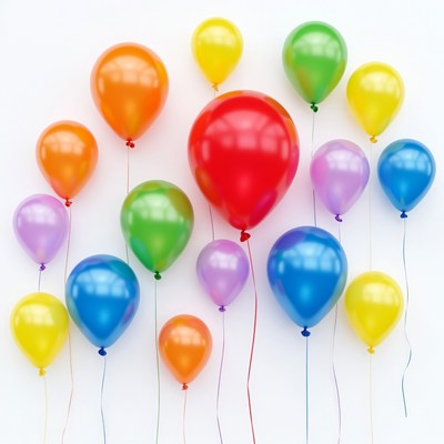 Colorful Balloons on White Background