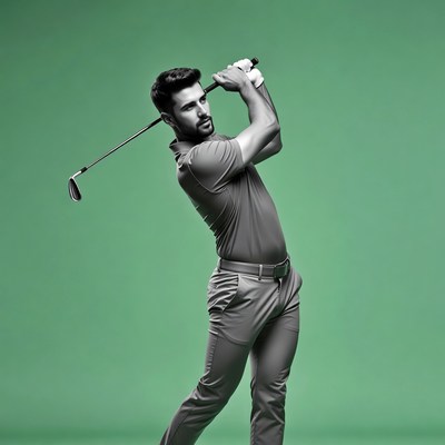Man swinging golf club