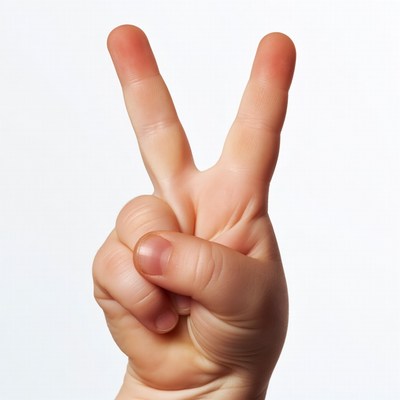 Hand making peace sign