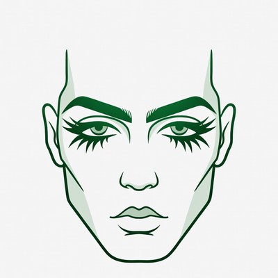 Green Outline Female Face Illustration