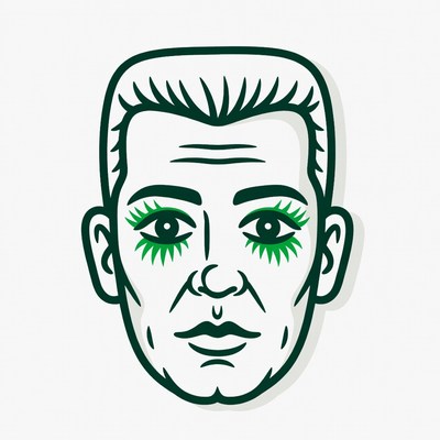 Green Line Art Man Face