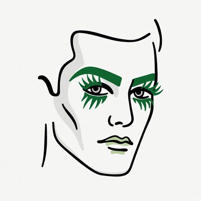 Man with green eyelashes illustration
