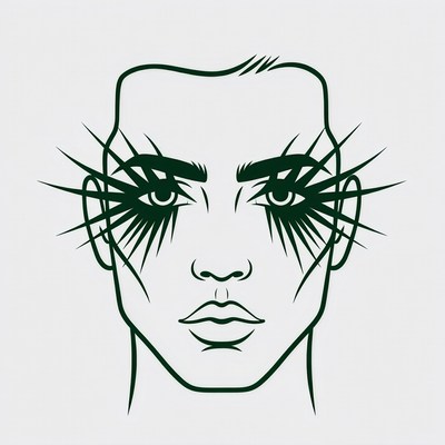 Face with Spiky Eyelashes Illustration