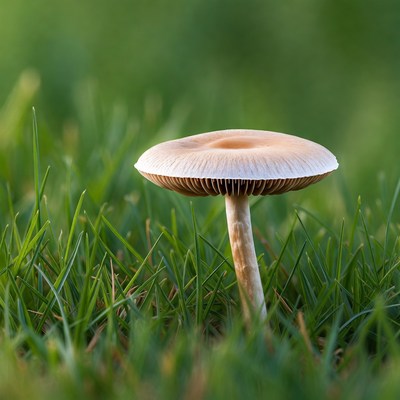 Mushroom growing in green grass