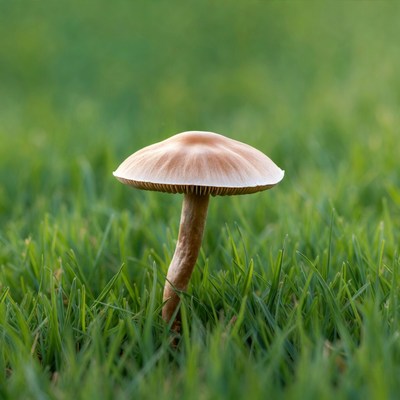 Brown mushroom on green grass