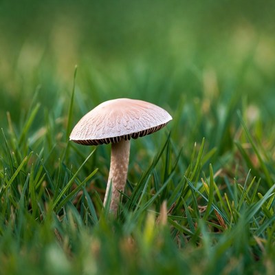 Mushroom growing in green grass