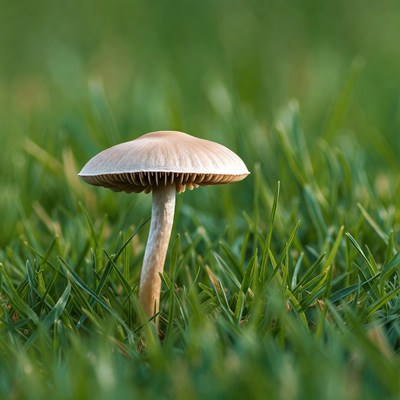 Mushroom growing in green grass