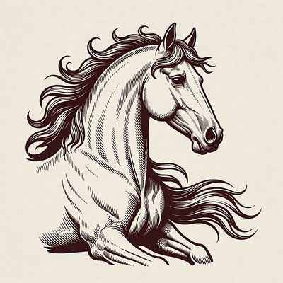 Majestic Horse Head Illustration