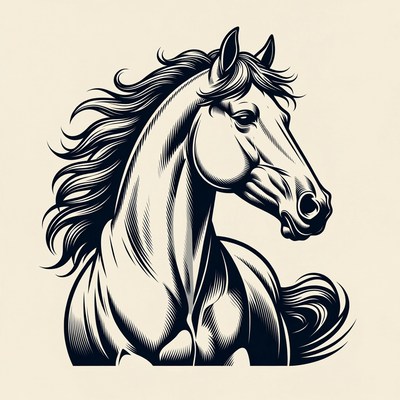 Majestic Horse Head Illustration