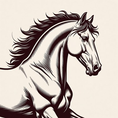 Galloping Horse Head Illustration
