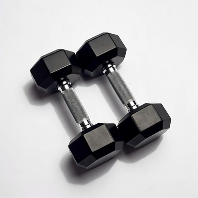 Pair of Black Hex Dumbbells