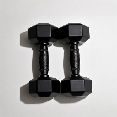 Pair of Black Hex Dumbbells