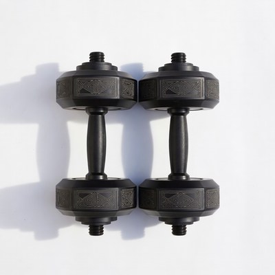 Pair of Black Hexagonal Dumbbells