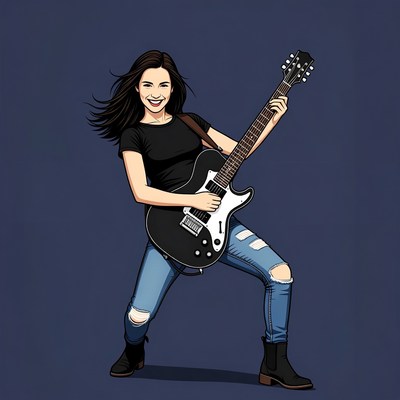 Woman playing electric guitar