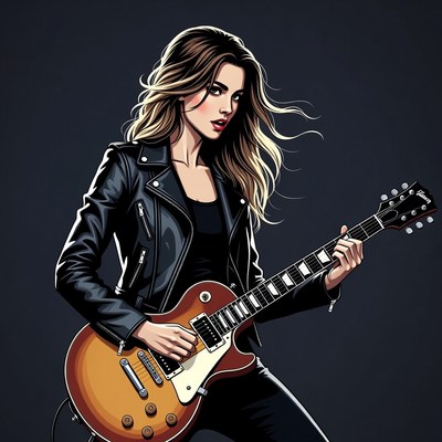 Woman playing electric guitar