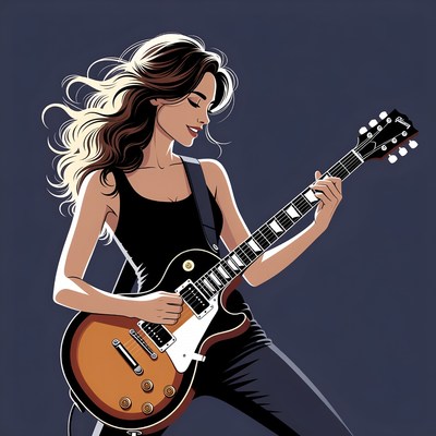 Woman playing electric guitar