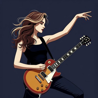 Woman playing electric guitar