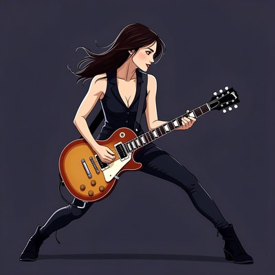 Woman playing electric guitar