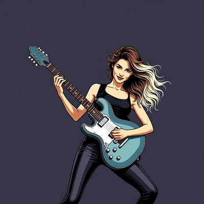 Woman playing electric guitar