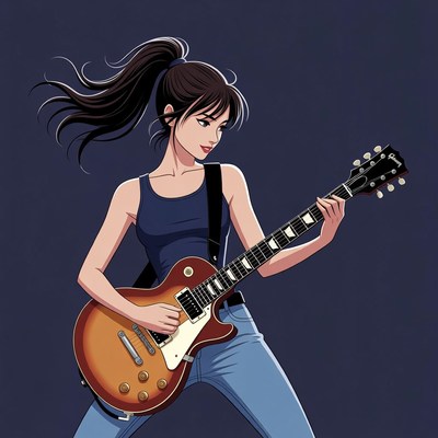 Anime girl playing electric guitar