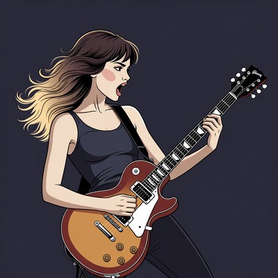 Woman rocking electric guitar