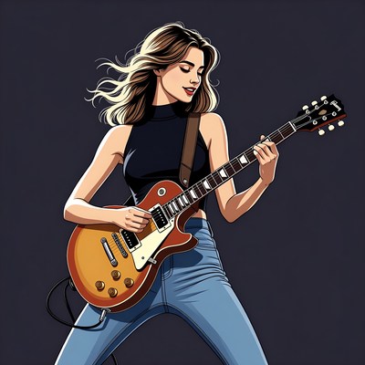 Woman playing electric guitar