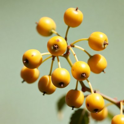 Cluster of yellow berries on branch