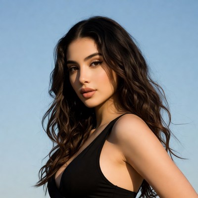 Beautiful woman with wavy dark hair