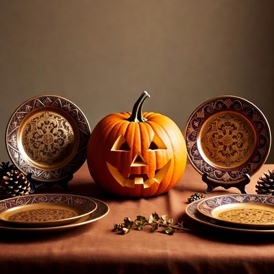 Jack-o'-lantern with ornate plates