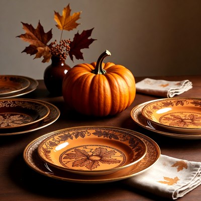 Autumn Pumpkin with Fall Plates