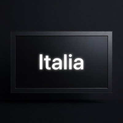 Glowing Italiaiaia Text on Black Frame