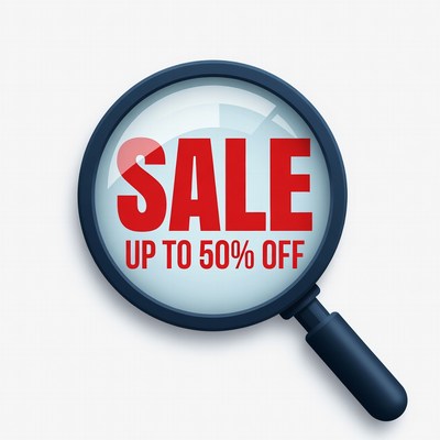 Magnifying Glass Over Sale 50% Off