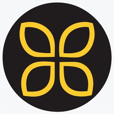 Yellow Four-Leaf Clipart on Black Circle