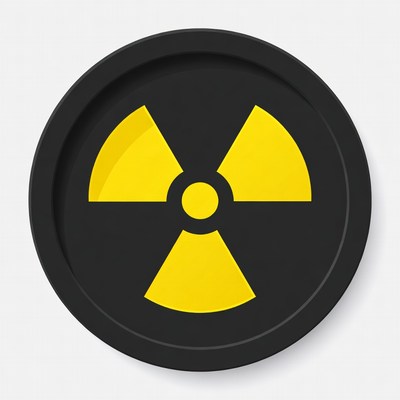 Yellow Radiation Symbol on Black Circle