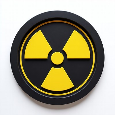 Yellow Radiation Symbol on Black Circle