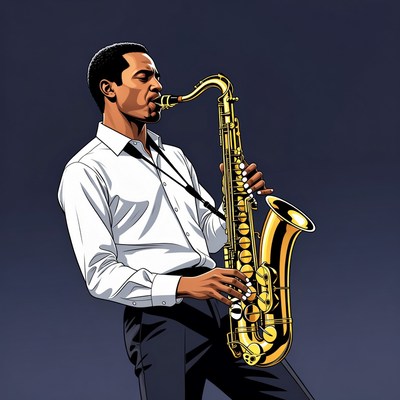 African-American man playing saxophone