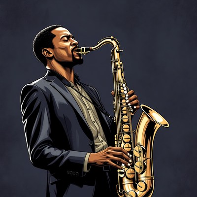 African-American man playing saxophone