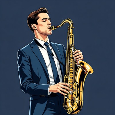 Man playing saxophone in suit
