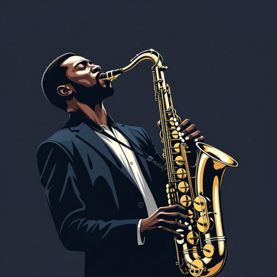 African-American man playing saxophone